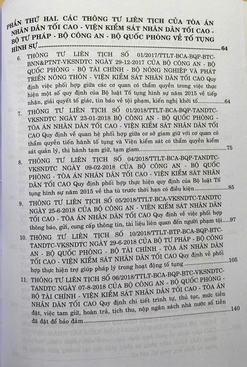 Các Thông Tư Liên Tịch Của Toà Án Nhân Dân Tối Cao, Viện Kiểm Sát Nhân Dân Tối Cao, Bộ Tư Pháp, Bộ Công An, Bộ Quốc Phòng Về Hình Sự, Tố Tụng Hình Sự, Dân Sự, Tố Tụng Dân Sự, Hành Chính, Kinh Tế, Thương Mại, Lao Động, Hôn Nhân Gia Đình Mới Nhất