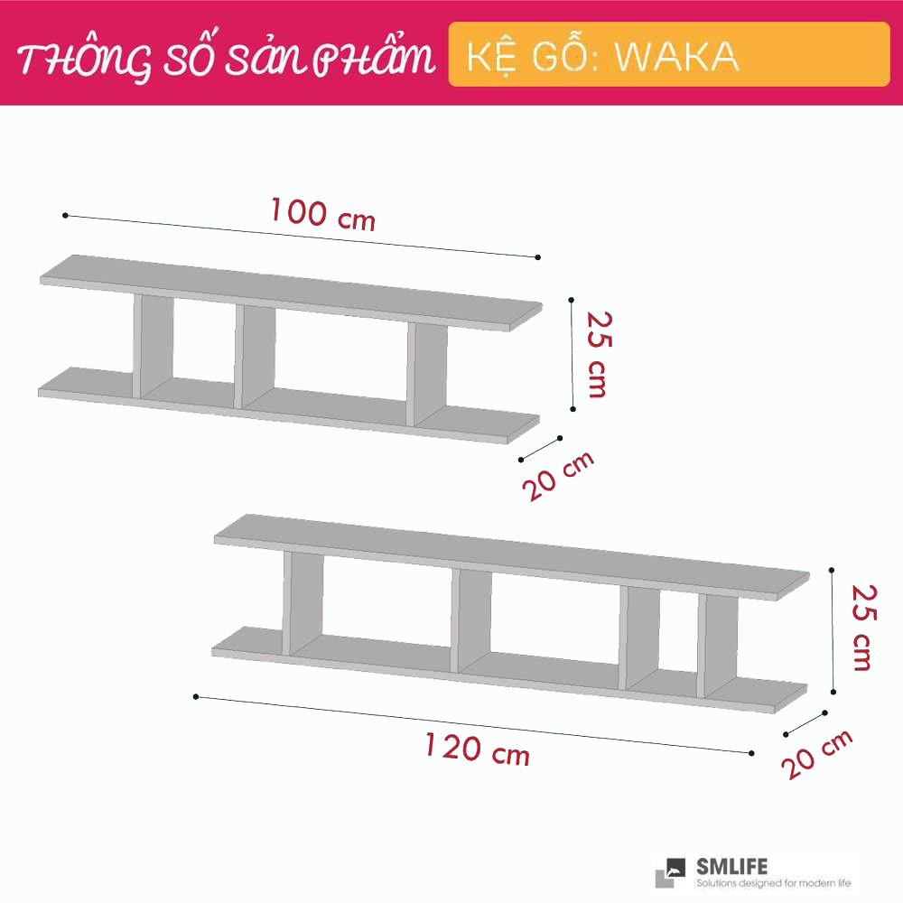 Kệ gỗ trang trí phòng khách gia đình SMLIFE Waka