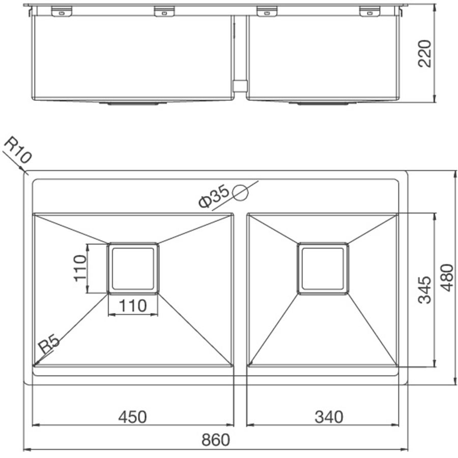 Chậu rửa chén Inox Malloca MS 6304T