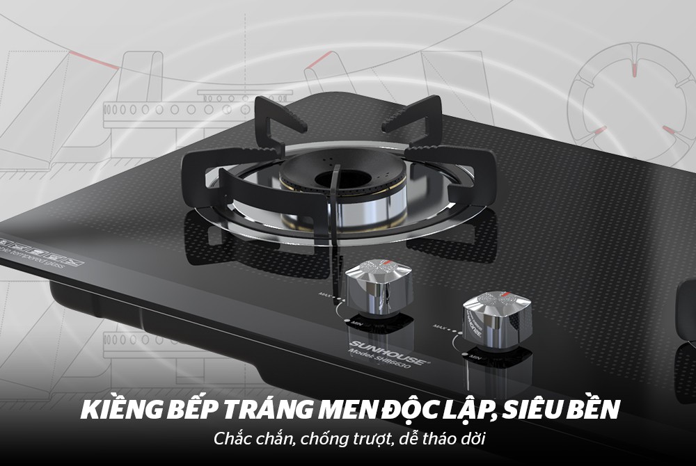Bếp Gas Âm Kính SUNHOUSE SHB6630 - Hàng Chính Hãng