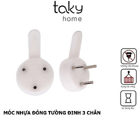 Móc Nhựa Đinh 3 Chân Đóng Tường Chắc Chắn Treo Tranh, Ảnh, Đồng Hồ Trên Tường Không Khoan Đục, Sử Dụng Dễ Dàng, Tiện Lợi. TakyHome 2220