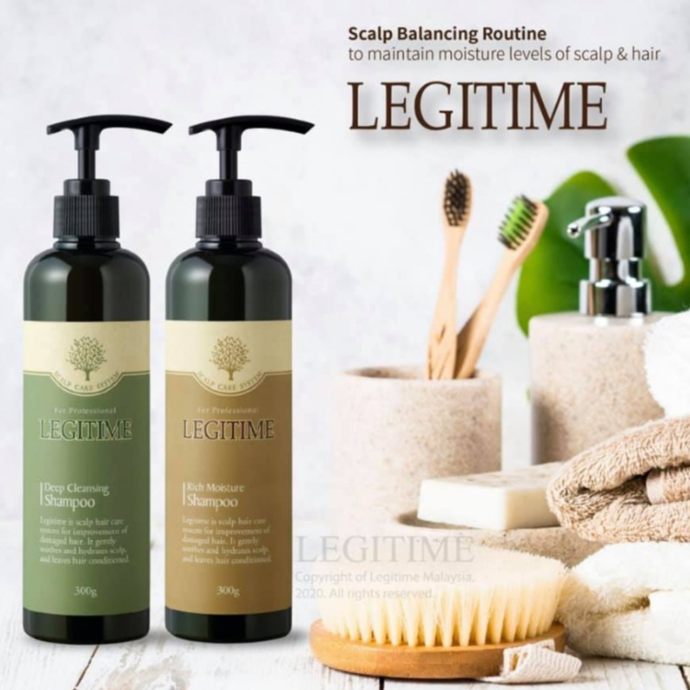 Dầu gội thảo dược Legitime Rich Moisture Shampoo sạch gàu Hàn Quốc 300ml dành cho tóc khô tặng móc khóa