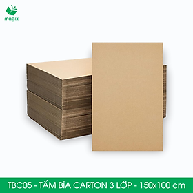 TBC05 - 150x100 cm - 5 tấm bìa carton 3 lớp nguyên tấm cứng cáp, bìa gói hàng, bìa mô hình