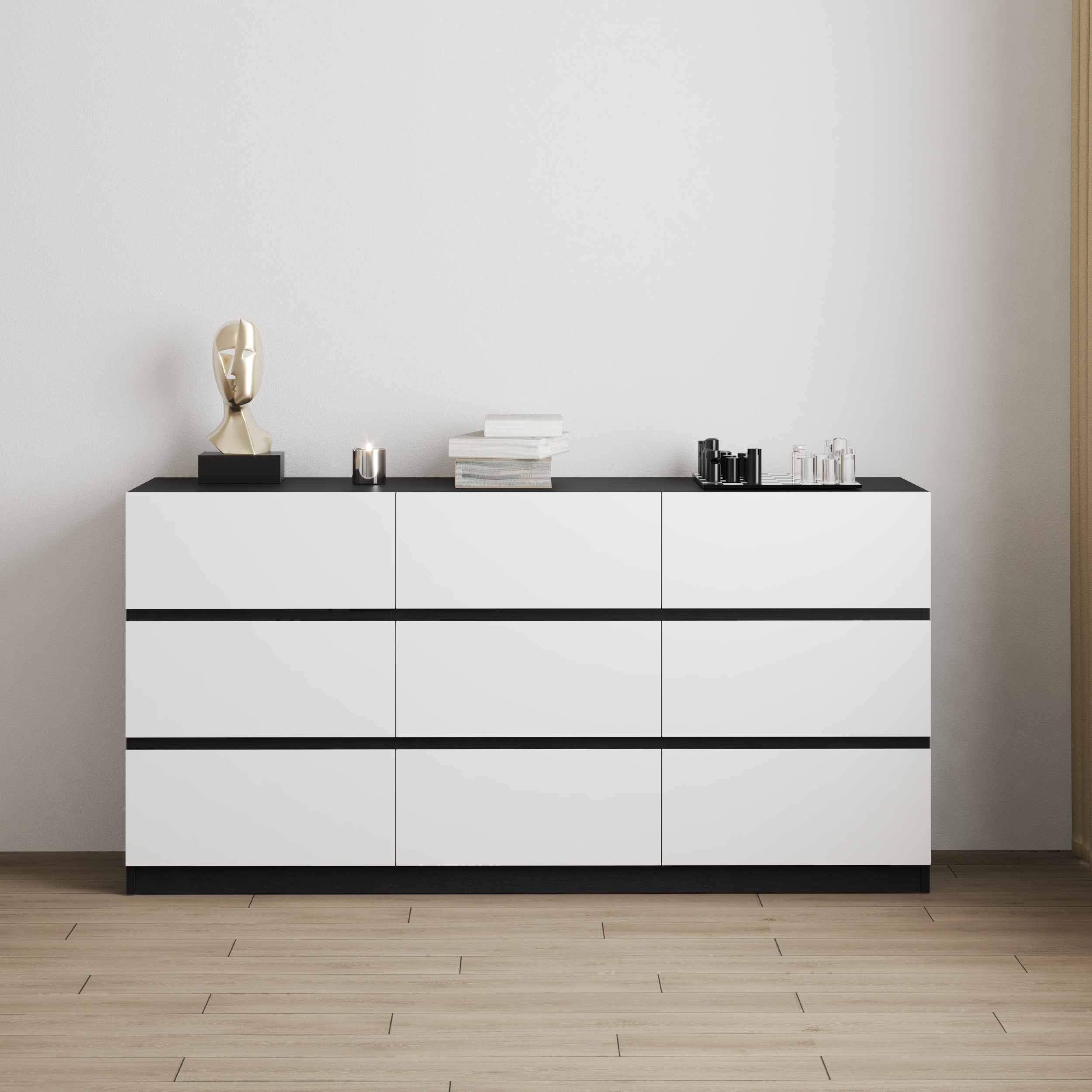 HAPPY FURNITURE , Tủ lưu trữ 9 ngăn kéo - KALA, THK_288, 160cm x 40cm x 80cm DxRxC