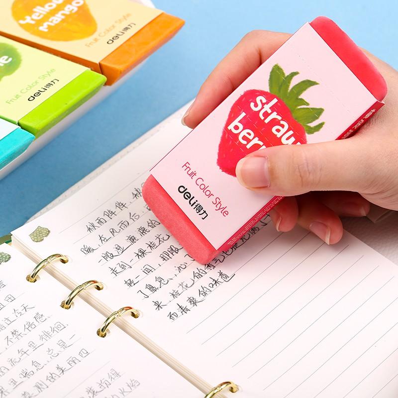 Gôm Tẩy Deli Hình Vẽ Hoa Quả Đỏ/ Xanh lá/ Vàng/ Xanh ngọc - Tẩy Bút Chì Sạch Đẹp - 71050