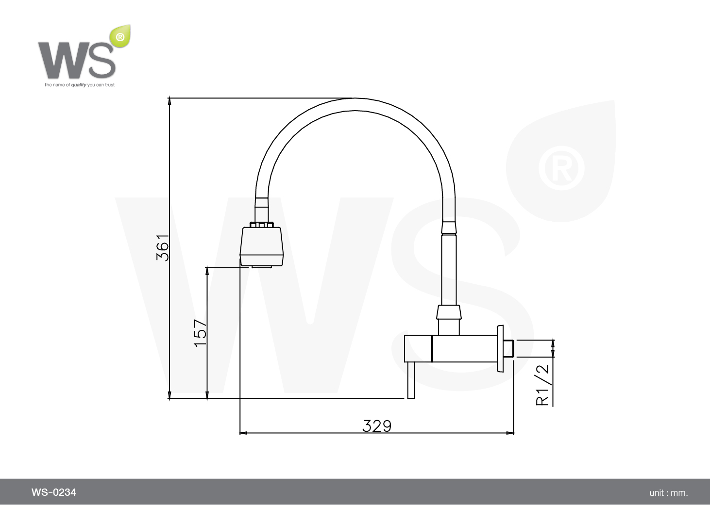 Vòi chậu lạnh gắn tường - WS-0234 - INOX SUS 304