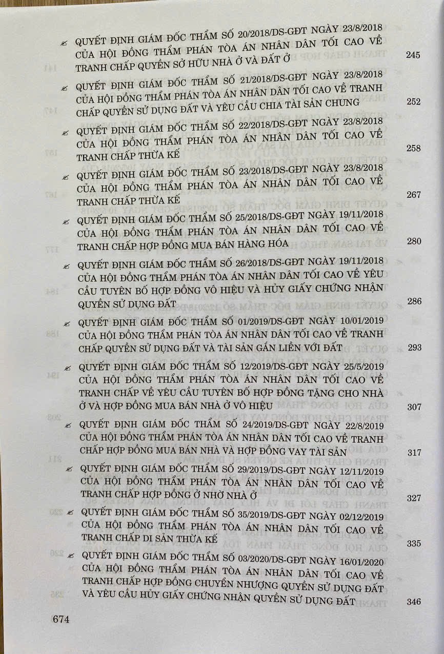 Tuyển tập các quyết định giám đốc thẩm của Hội đồng Thẩm phán Tòa án nhân dân tối cao về hình sự, dân sự, kinh doanh thương mại (từ năm 2017 đến năm 2023)