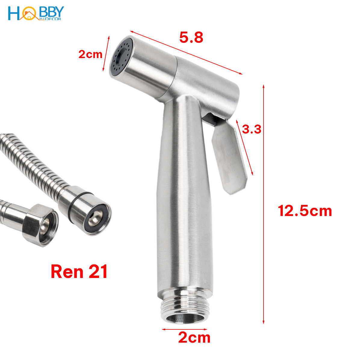 Bộ vòi xịt vệ sinh rửa toilet inox 304 tăng áp Hobby home decor VSR1