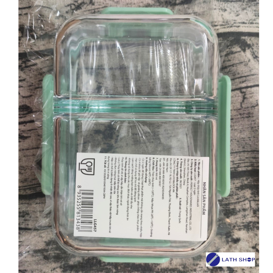 Hộp Thủy Tinh Chia Ngăn Lock&Lock 600ml, 860ml, 1040ml - Hàng Chính Hãng, Thân Bằng Thủy Tinh Chịu Nhiệt, Sử Dụng An Toàn Trong Lò Vi Sóng, Màu Mint