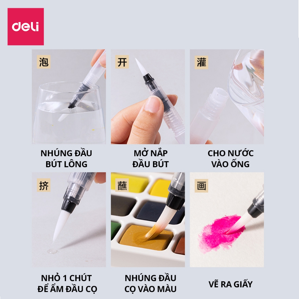 Màu Nước Dạng Nén Dmast Solid Water Color 12/18/24/36 Màu Deli - Màu Nước Nén Mịn Loang Màu Tốt Kèm Bút Vẽ