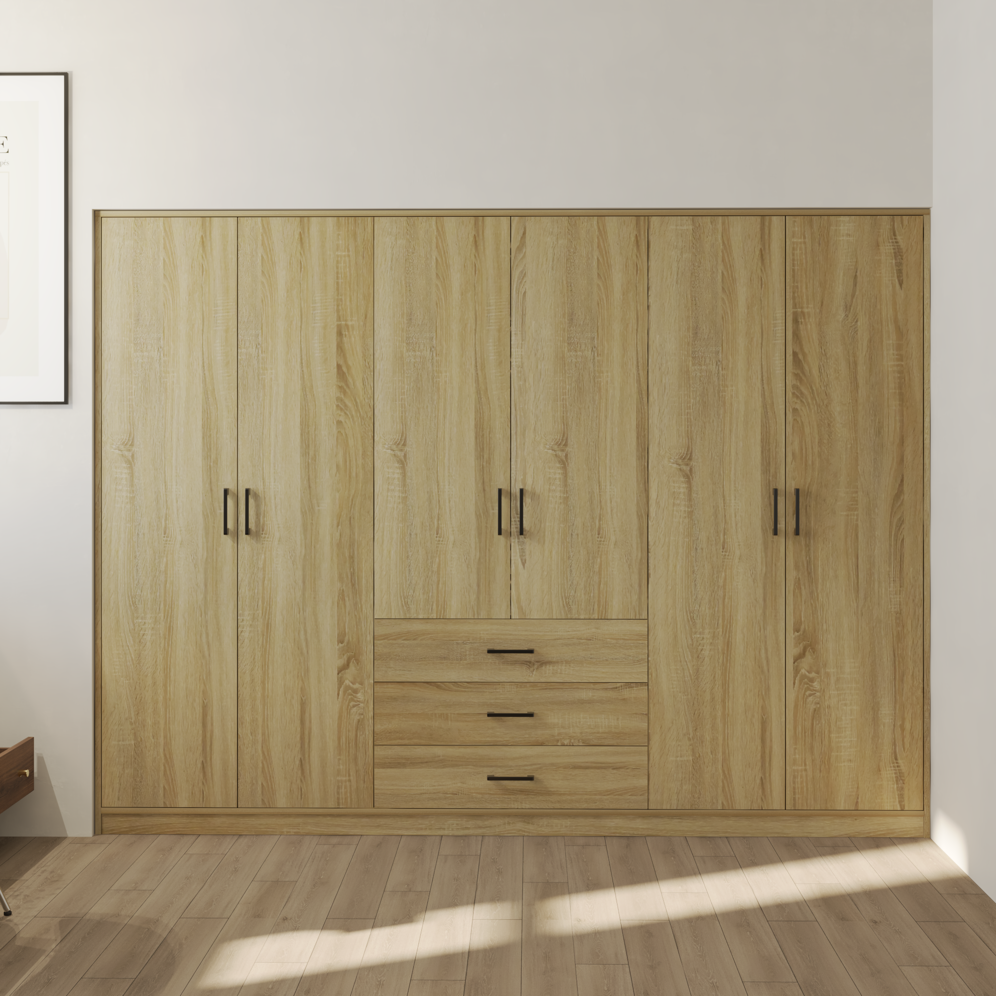 HAPPY FURNITURE , HEINEE - Tủ quần áo 6 cửa mở, TCM_218 , 240cm x 54cm x 180cm DxRxC, sản phẩm phổ thông
