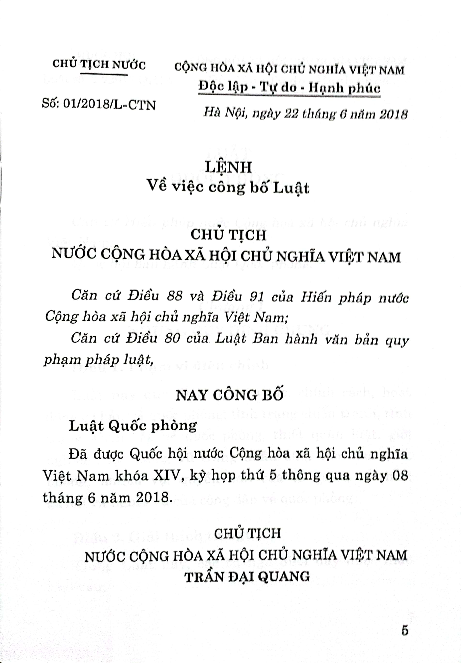 Luật Quốc phòng (Hiện hành)