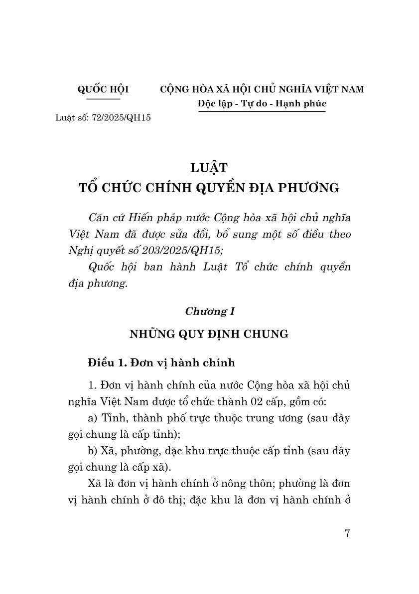Luật Tổ chức chính quyền địa phương năm 2025