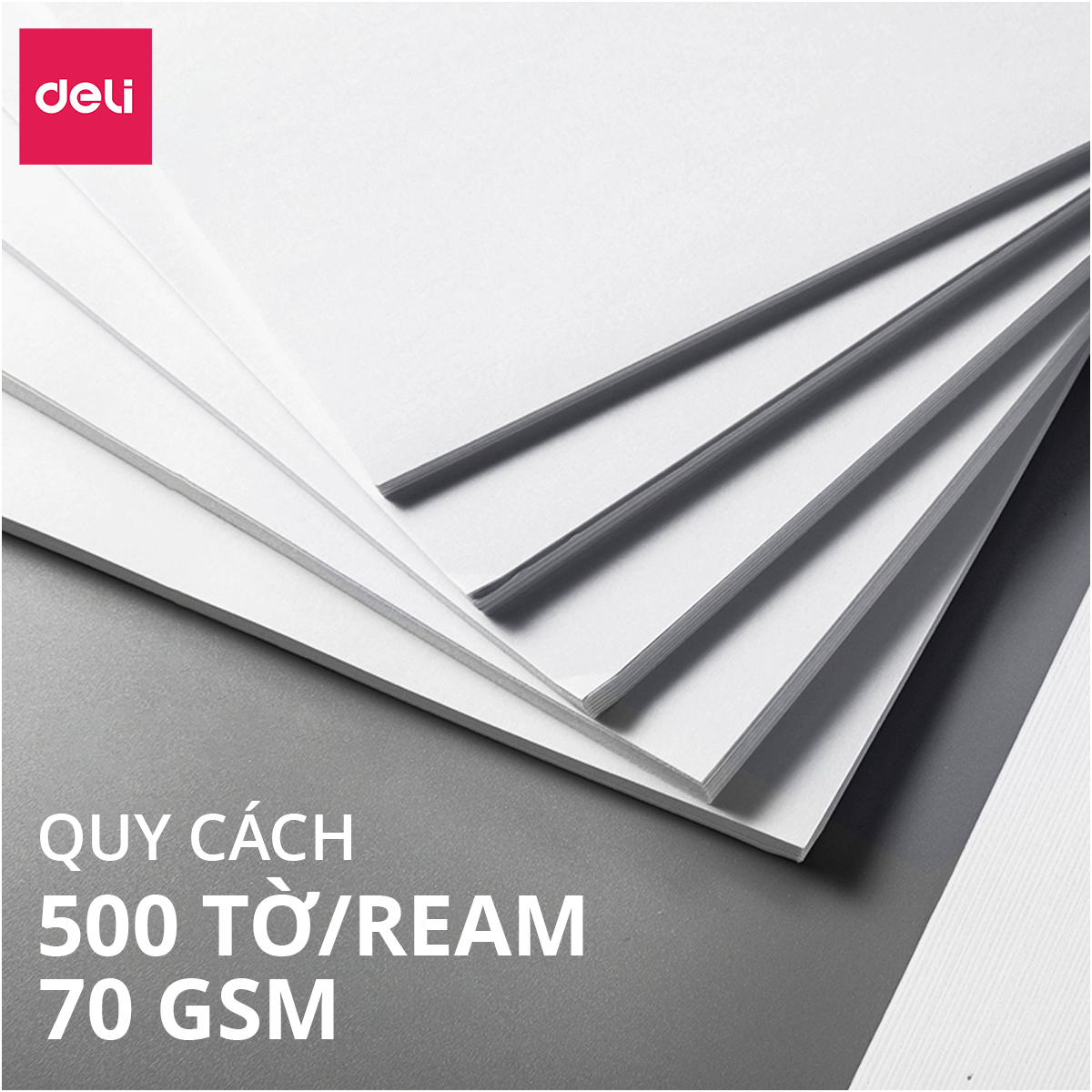 500 Tờ Giấy A4 Deli Giấy In Photo Cao Cấp Chính Hãng Loại Dày - Giấy Vẽ Chống Lóa Mỏi Mắt