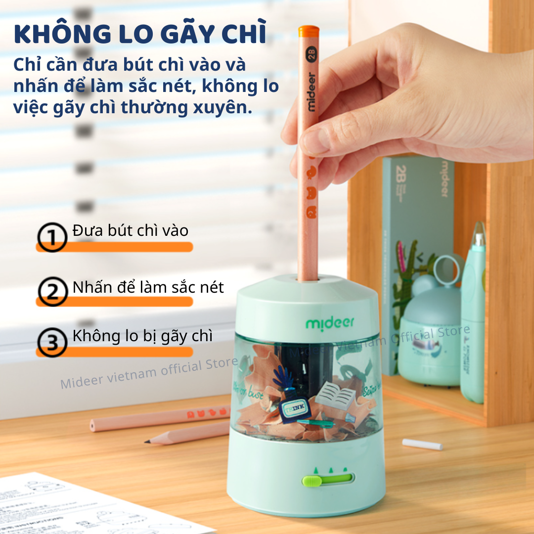 Gọt bút Chì tự động, tẩy tự động, đồ dùng học tập cho bé cao cấp Mideer Artist Electric Stationery