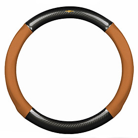 Bọc vô lăng TTAUTO cho xe ô tô có logo CHEVROLET chất liệu da vân carbon cao cấp (Đen Nâu)