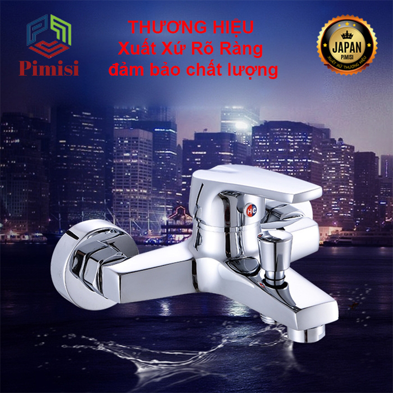 Vòi hoa sen tắm nóng lạnh Pimisi PS-100C đồng mạ Crom đầy đủ phụ kiện | Hàng chính hãng