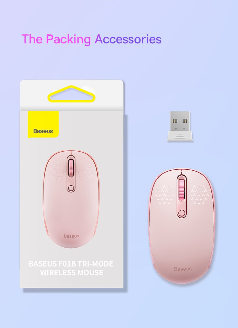 Chuột không dây Baseus F01B Tri-Mode Wireless Mouse Bluetooth & 2.4GHz- hàng chính hãng