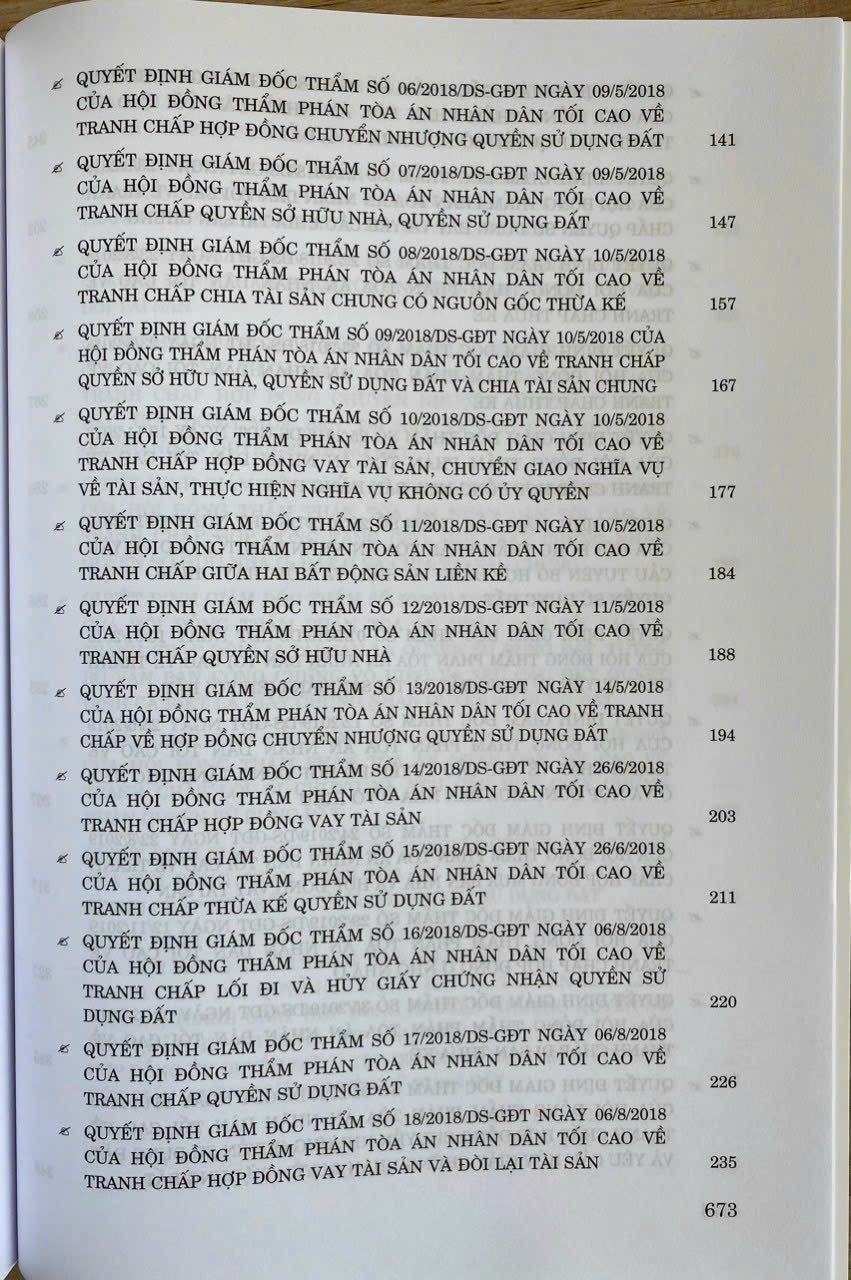 Tuyển tập các quyết định giám đốc thẩm của Hội đồng Thẩm phán Tòa án nhân dân tối cao về hình sự, dân sự, kinh doanh thương mại (từ năm 2017 đến năm 2023)