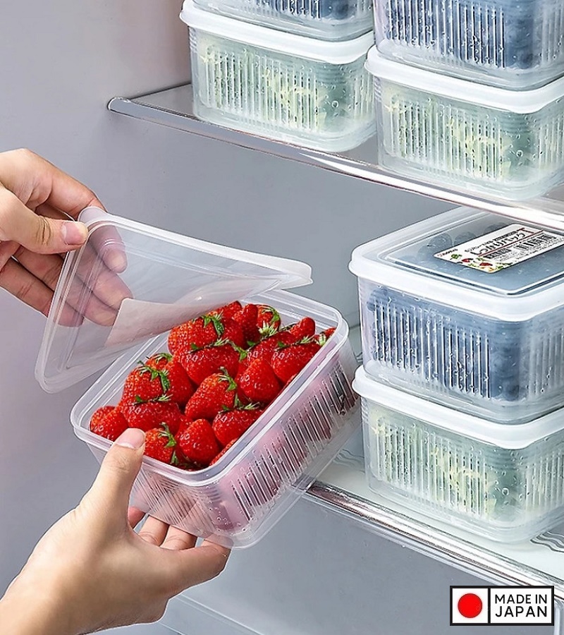 Hộp đựng thực phẩm 2 lớp đến từ Nhật Bản, thiết kế kín giúp thực phẩm tươi lâu hơn, có 2 lớp giúp rau thịt không bị úng nước