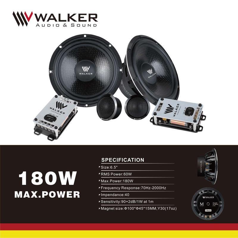 Loa cánh Ô tô Walker VM 602 Magnet 17 oz Loa phân tần 2 WAY COMPONENT 6.5 inch màng carbon cao cấp
