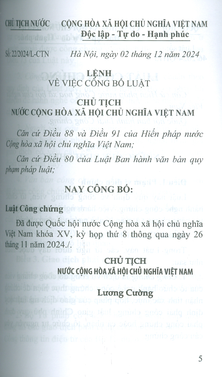 Luật Công Chứng Năm 2024
