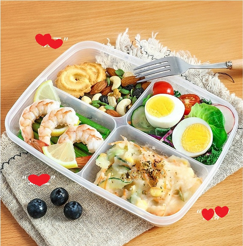 Set 02 hộp thực phẩm chia ngăn 710ml, thiết kế nắp mềm dẻo bảo đảm kín hơi và chống tràn - nội địa Nhật Bản