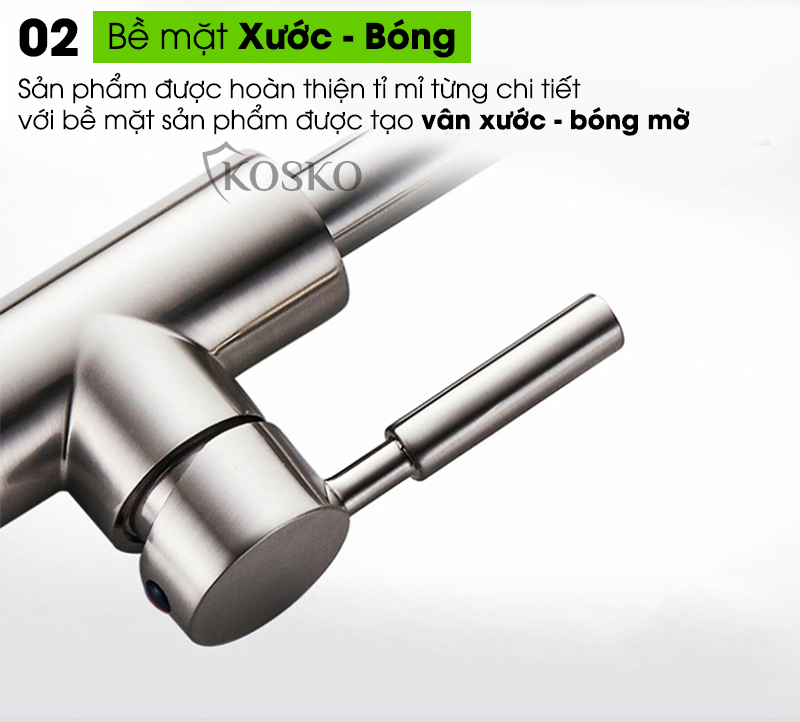 Vòi nước rửa chén KOSKO inox 304, vòi rửa chén bát tròn vuông nóng lạnh phù hợp với nhiều loại bồn rửa chén và chậu rửa bát chén khác nhau