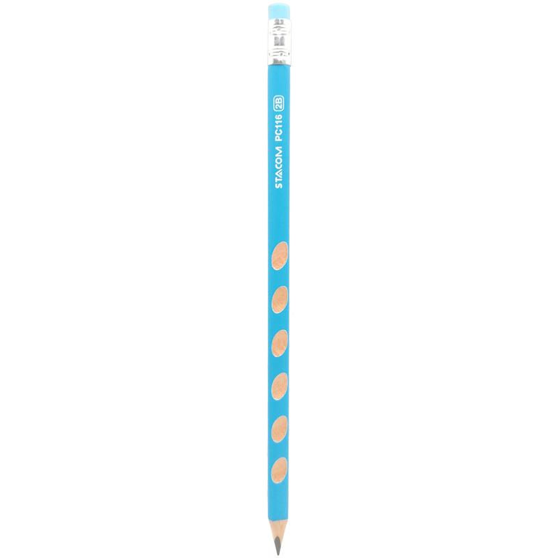 Bút Chì Gỗ Định Vị Có Tẩy Graphite 2B - Stacom PC116P-2B (Màu Thân Bút Giao Ngẫu Nhiên)