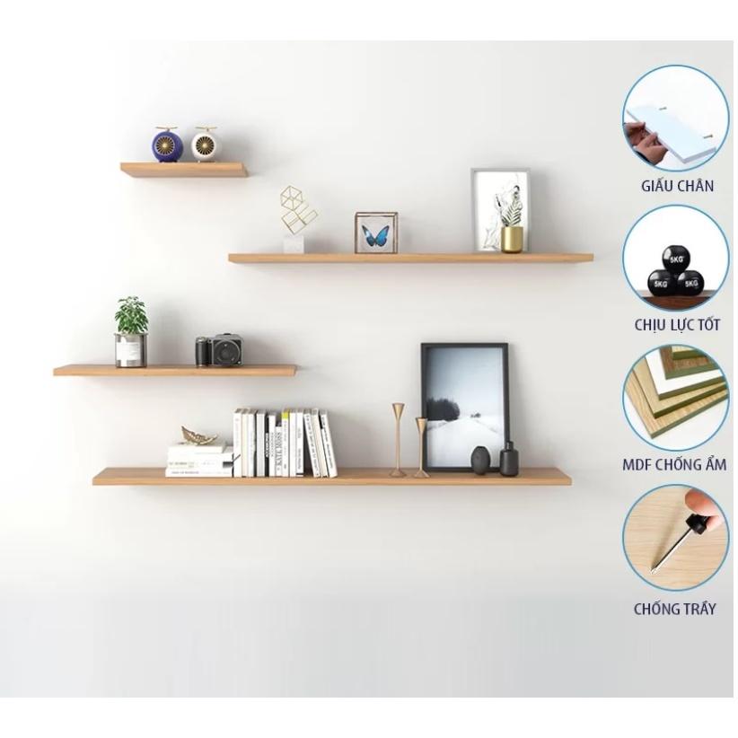 Kệ thanh ngang treo tường trang trí gỗ MDF chống ẩm phủ melamin - Sâu 20cm
