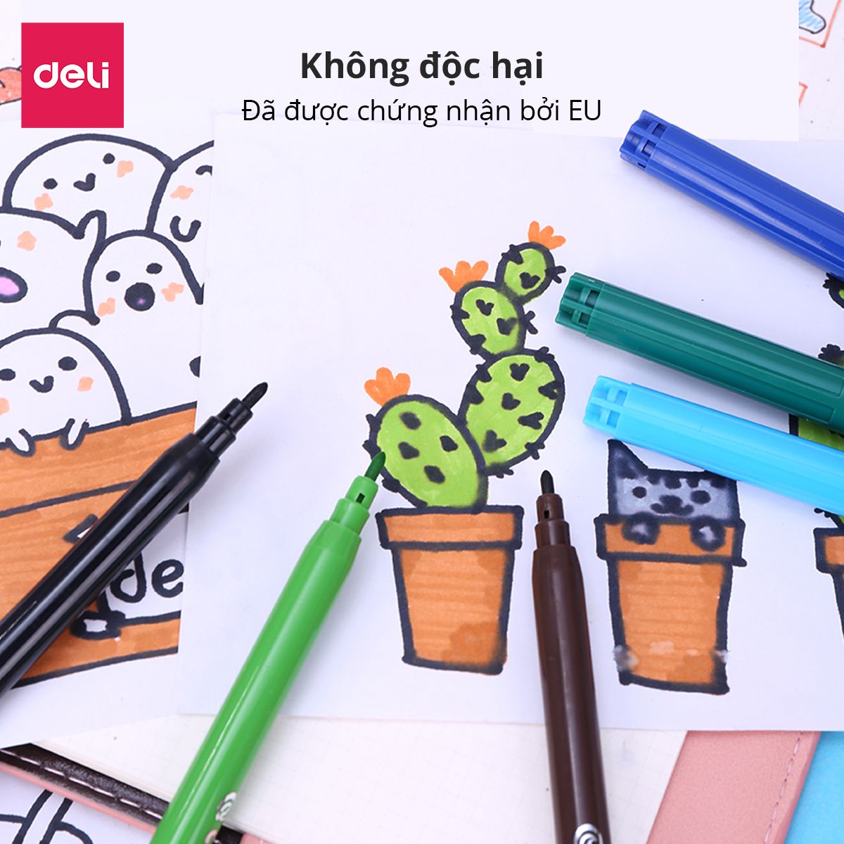 Bút màu nước 1.0mm Deli, 12 màu/18 màu/hộp - EC10003/EC10013