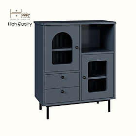 [Happy Home Furniture] SISEEL, Tủ lưu trữ cửa kính 2 cửa mở - Chân sắt, 70cm x 32cm x 82cm ( DxRxC), TLT_010