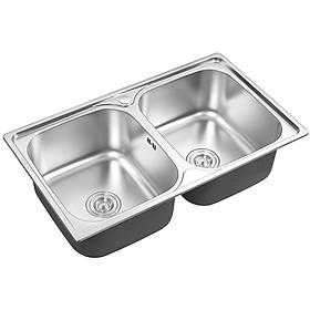 Chậu rửa chén Inox 2 hộc  Eurolife EL-C8 (Trắng bạc)