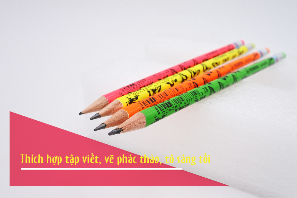 Bút chì gỗ STABILO butterfly 4920 2B, có đầu tẩy - Thân màu hồng,có đầu tẩy (PC4920P-2B)