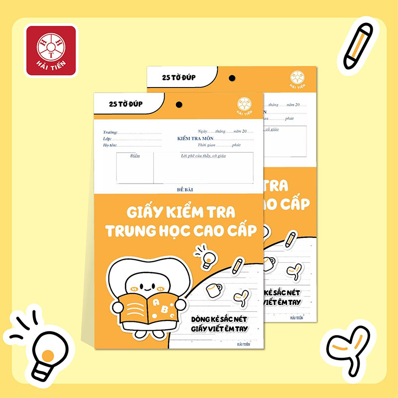 Giấy kiểm tra dòng kẻ ngang Hải Tiến 2029 dùng cho học sinh cấp 2, 3 (25 tờ đúp)