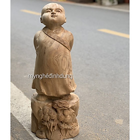 TƯỢNG CHÚ TIỂU TÙY DUYÊN BẰNG GỖ NGỌC AM THƠM NỨC KT CAO 60×23×22CM 