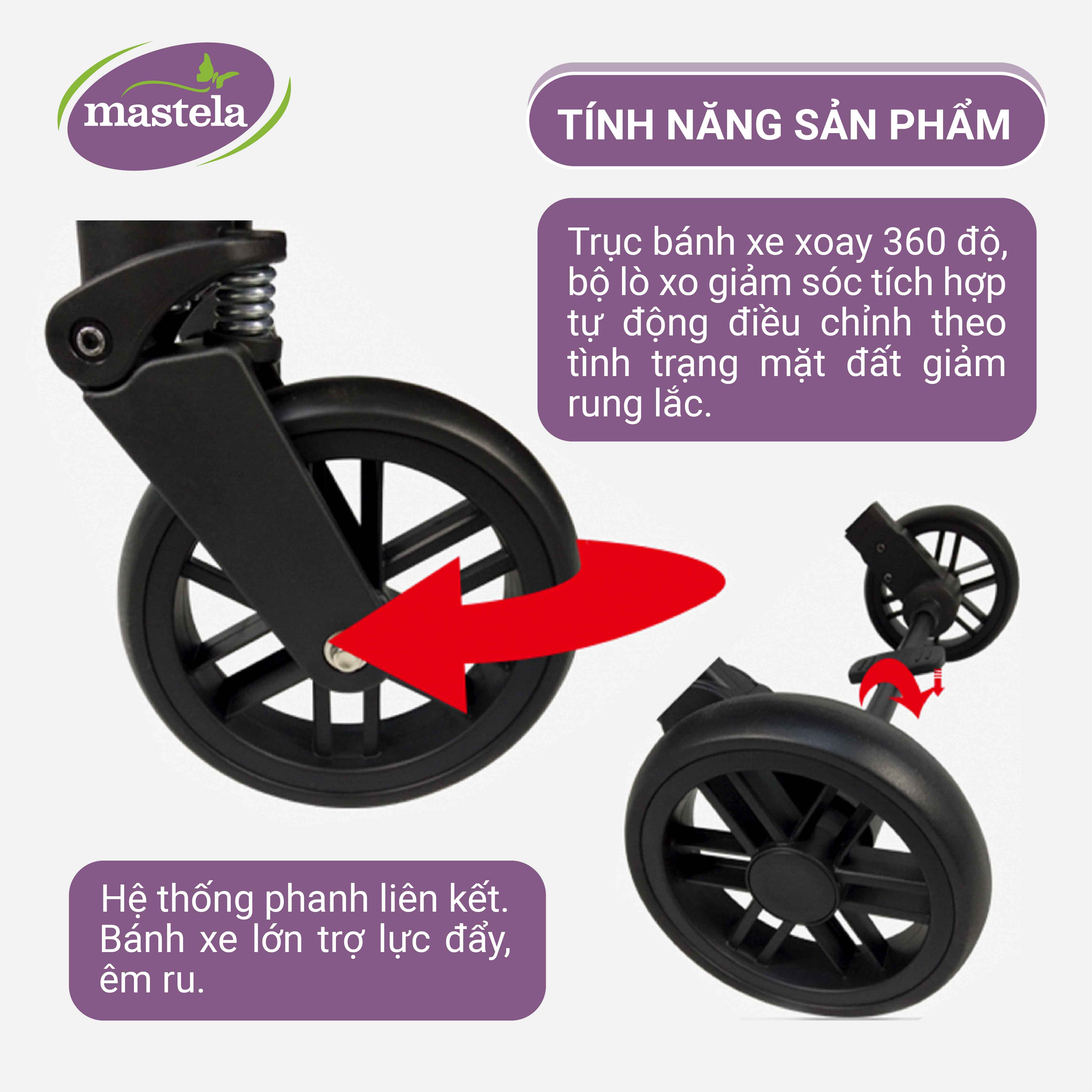 Xe đẩy gấp gọn cho bé Mastela HN275 - Xe đẩy em bé siêu nhẹ, thoáng khí bảo hành 12 tháng