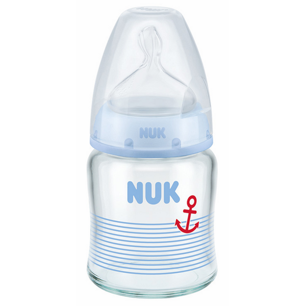 Bình Sữa Thủy Tinh 120ml Núm Ti Silicone S1 Nuk NU66126 (Size M) - Màu Ngẫu Nhiên