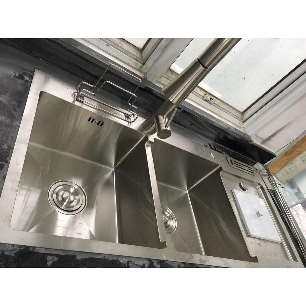 CHẬU RỬA BÁT 2 HỐ CÓ BÀN SUS 304