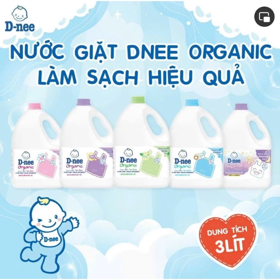 Nước giặt Dnee 3000ml xanh/hồng/trắng - Thái Lan