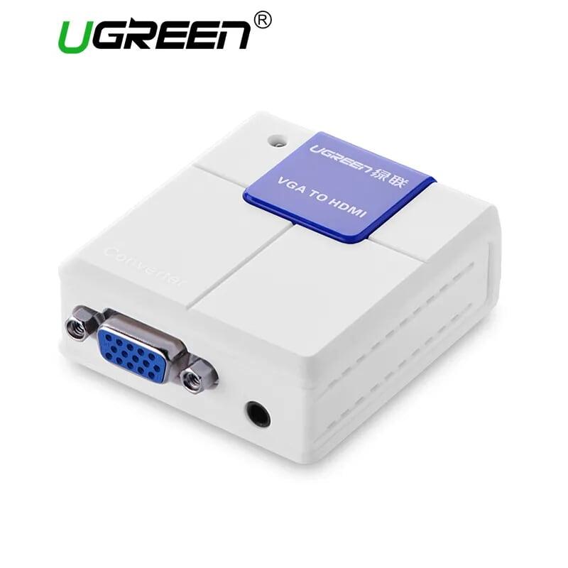 Ugreen UG4022440224TK Màu Trắng Bộ chuyển đổi VGA sang HDMI chuẩn 1.4 cao cấp - HÀNG CHÍNH HÃNG