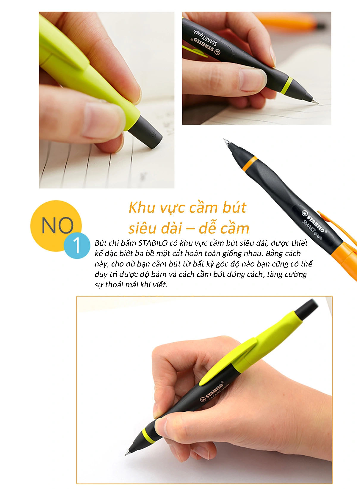 Bút chì bấm STABILO SMARTgraph 0.5mm - Cam