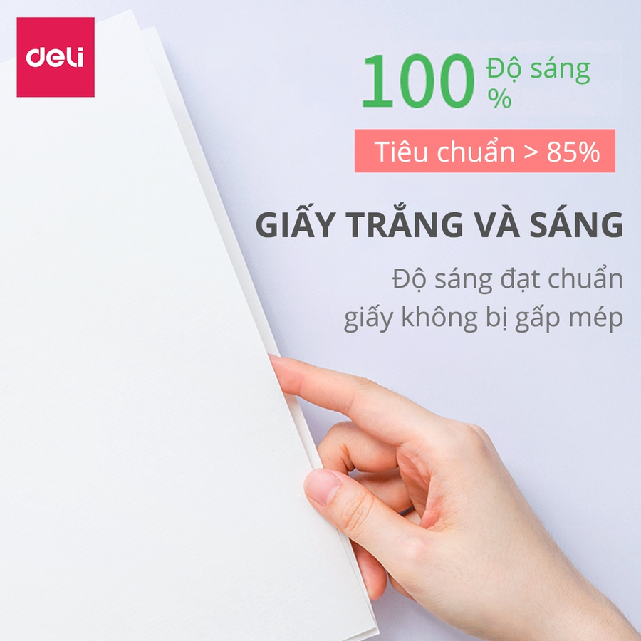 500 Tờ Giấy A4 Deli Giấy In Photo Cao Cấp Chính Hãng Loại Dày - Giấy Vẽ Chống Lóa Mỏi Mắt