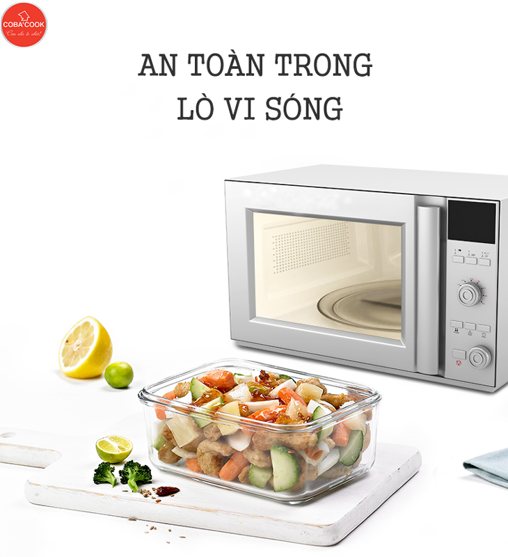 Bộ 5 hộp thủy tinh chịu nhiệt đựng cơm trữ thức ăn COBA