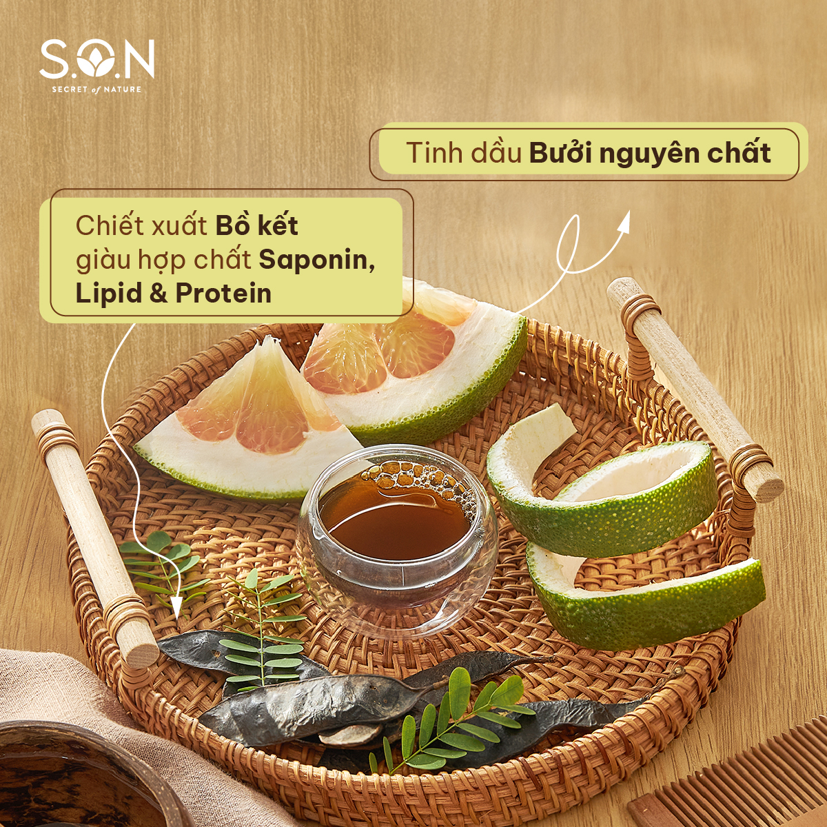 Dầu gội bồ kết & ngải cứu S.O.N giảm gàu ngứa và dầu nhờn, mềm mượt tóc