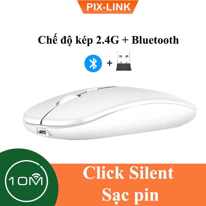 Chuột Bluetooth Không Dây PIX-LINK P90A Wireless USB Tự Sạc Pin Siêu Mỏng, Chống Ồn - Hàng Chính Hãng