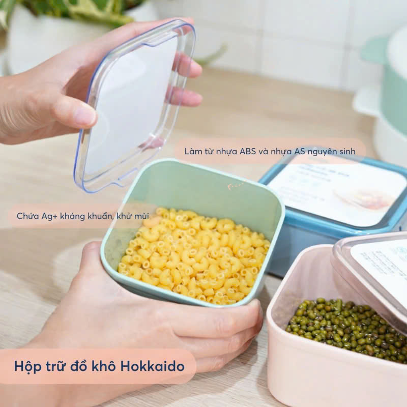 Hộp trữ đồ khô Hokkaido nhựa nguyên sinh kháng khuẩn an toàn - CHÍNH HÃNG INOCHI ( Tặng kèm khăn lau tay pakasa)