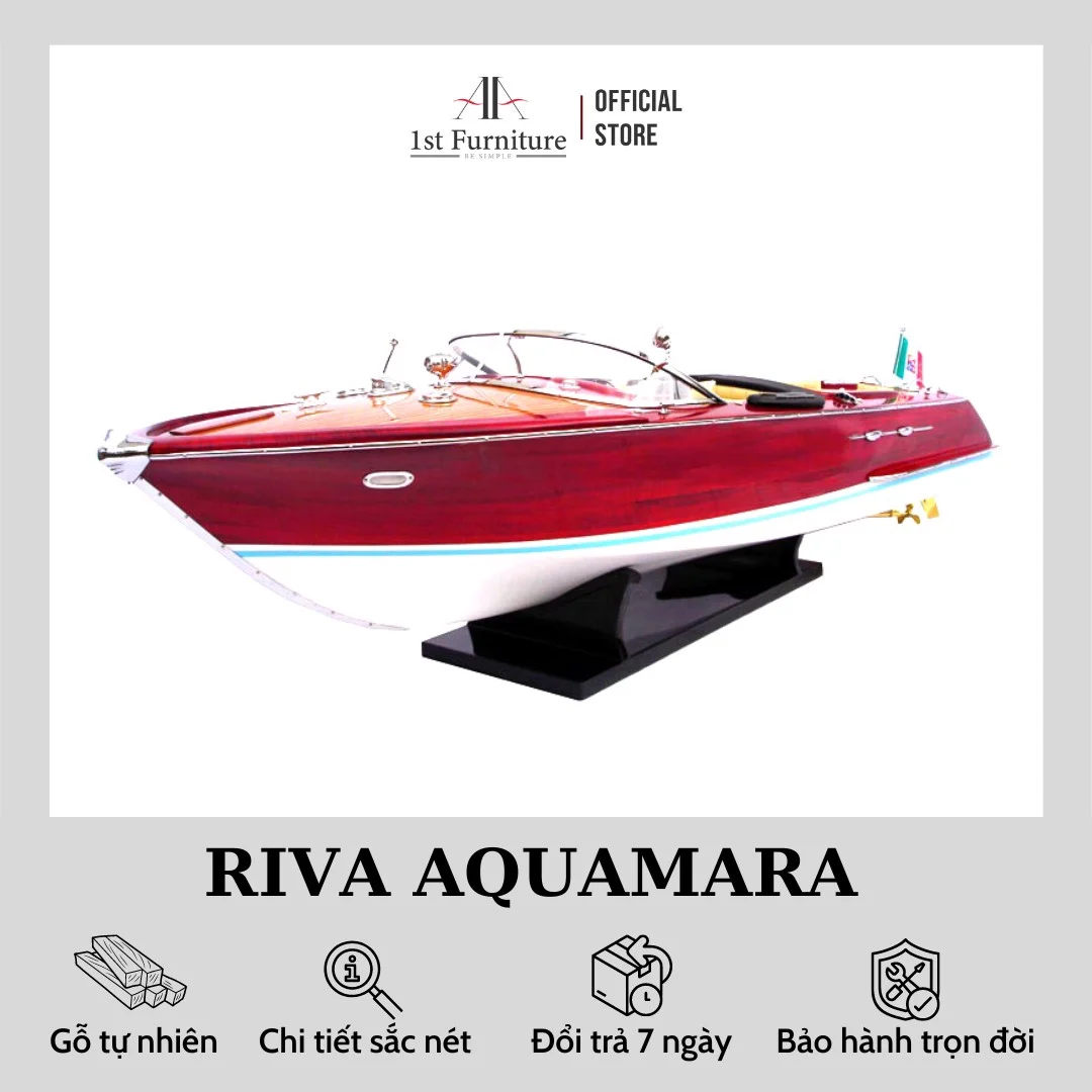 Mô hình cano RIVA AQUARAMA cao cấp, mô hình thuyền gỗ tự nhiên sang trọng lắp ráp sẵn 1st FURNITURE
