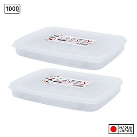 Combo 02 Hộp bảo quản thực phẩm 1000ml hình chữ nhật dẹt - Nội địa Nhật