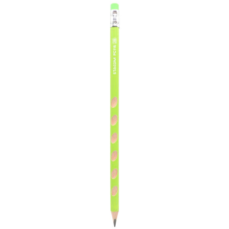 Bút Chì Gỗ Định Vị Có Tẩy Graphite 2B - Stacom PC116P-2B (Màu Thân Bút Giao Ngẫu Nhiên)